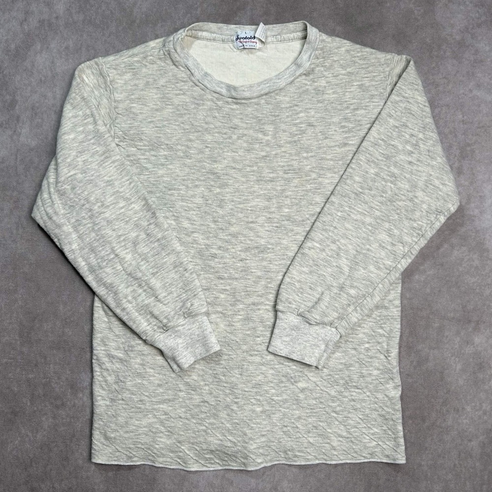 Vintage Duofold Wool Blend Base Layer Shirt Men Large Stretch Gray Base Pullover